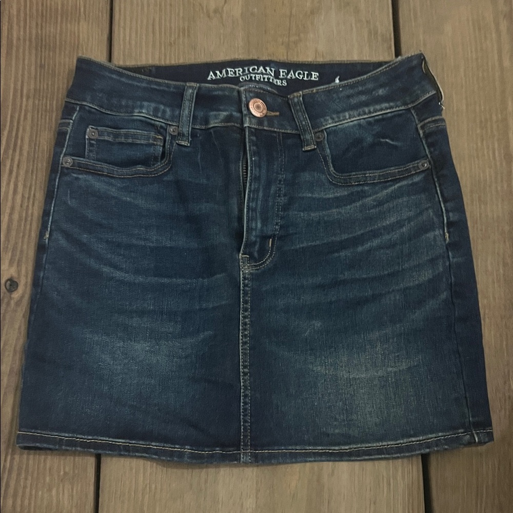 American Eagle Outfitters Dark Blue Denim Skirt Hi-Rise